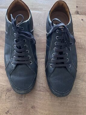 BOSS Hugo Boss navy Saturn Low Profile Leather Sneaker sz 12 casual
